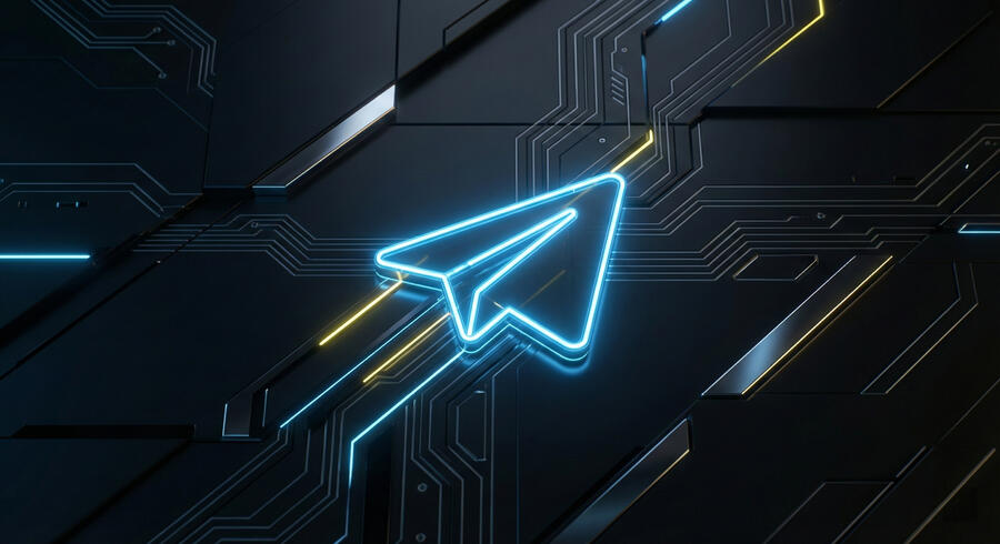 Neon Telegram logo with Swedish colors representing Svenska Tjejer Telegram Groups.